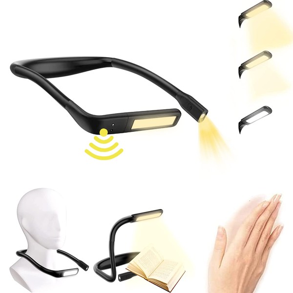 Aosethefrt Hals Leselampe LED Buchlampe, Bewegungssensor, 3 Farben, 80 Stunden