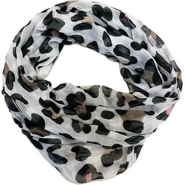 Leo Leopard Loop Scarf Made of Silk Blend with Animal Print Pattern Scarf Summer Spring Autumn Neckerchief Stole Scarf Transition Scarf Silk Silk, brown