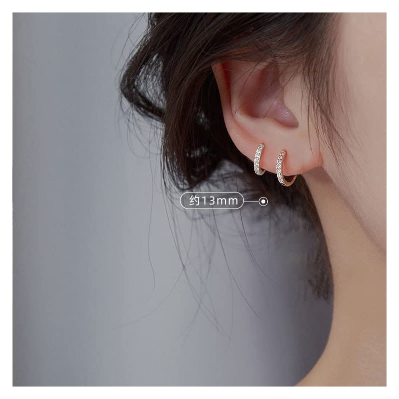 925 Sterling Silver Hoop Earrings,13mm Hypoallergenic Huggie Small Hoop Earrings