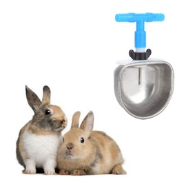 10Pcs Rabbit Drinking Water Bowl, Stainless Steel Rabbit Drinker, Rabbit Breeding Equipment Anti Scratch Stainless Steel Nipple Drinking(Siamese)