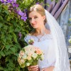 Pearl Bride Veil, White Short Wedding Veil with Comb Elegant
