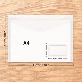 30 Pack Plastic File Folders,A4 Paper Size Waterproof File Envelopes with Label Pocket and Snap Button for School and Office Supplies (Multiple Colours)