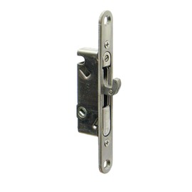 FPL #3-45-SS Sliding Glass Door Replacement Mortise Lock with Adapter Plate, 5-3/8” Screw Holes, 45 Degree Keyway, Stainless Steel- Satin Stainless Steel Finish