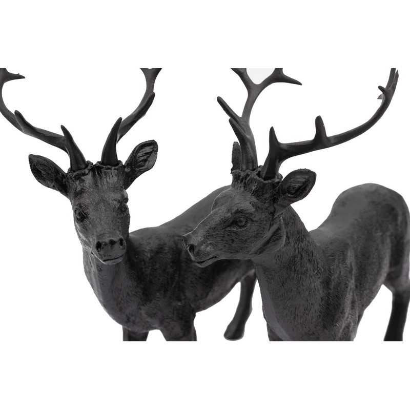 Reindeer Pair Nilan Standing Black Elegant Christmas Decoration Resin Artificial