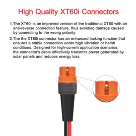 ELFCULB 10AWG XT60i to SAE Adapter Extension Cable with SAE Polarity Reverse Adapter for Portable Power Station Solar Panel Solar Generator(2FT)