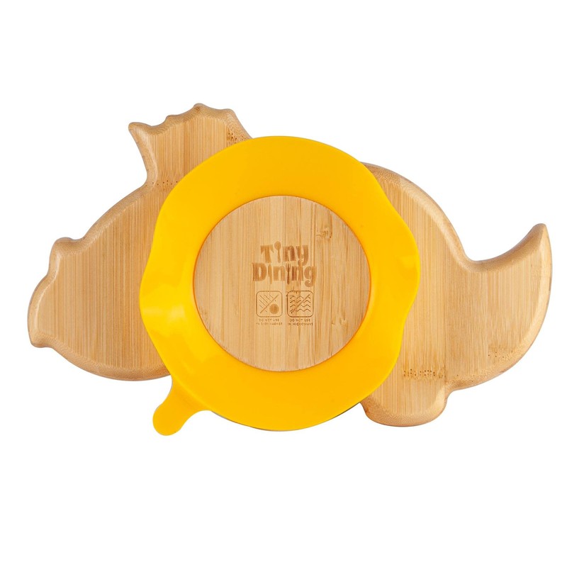 Tiny Dining Children's Bamboo Dinosaur Plate with Suction Cup -