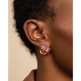 MUMREUES Chunky Rose Gold Knot Earrings for Women Statement Earrings Simple Blod Stud Earrings Lightweight Hypoallergenic Fashion Jewelry