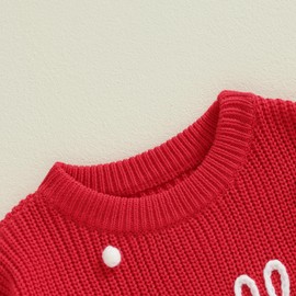 Kids Cable Knit Sweater Letter Embroidery Sweater Long Sleeve Knit Pullover Sweatshirt Toddler Winter Christmas Top (Holly Jolly, 2-3 Years)
