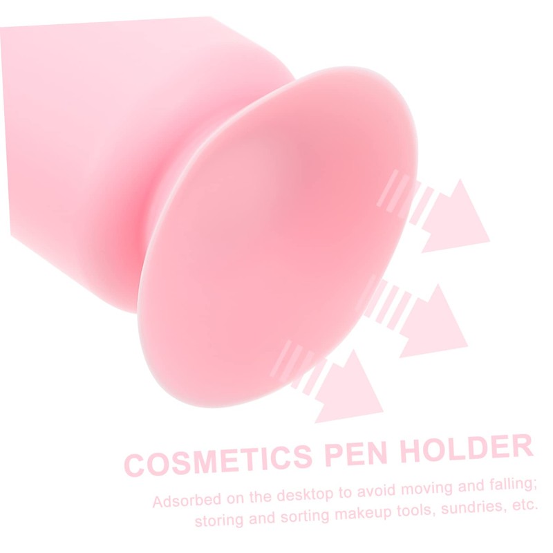 Mikinona 2pcs Ergonomic Makeup Brush Pen Holder Suction Cup Desk