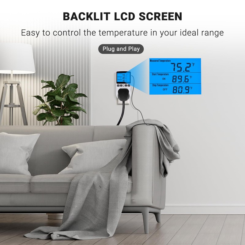 INKBIRDPLUS Plug in Thermostat Temperature Controller Digital Thermostat Outlet Heating
