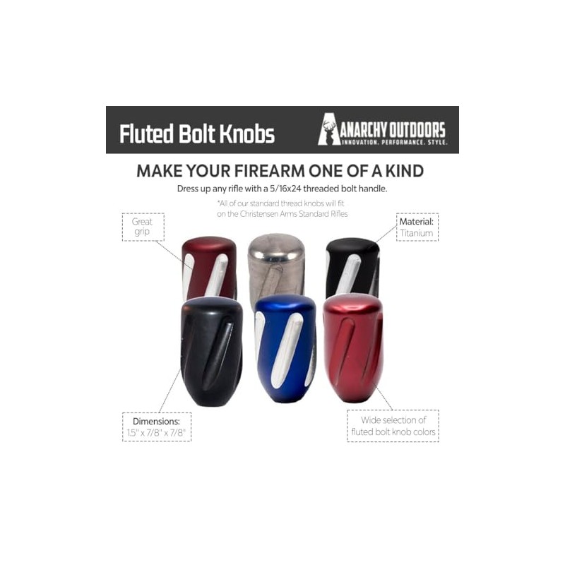 AnarchyOutdoors | M6x1 Bolt Knobs | Fluted - Black