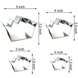 King Crown Cookie Cutter Set - 5 inch, 4 inch, 3 inch, 2 inch - 4 Piece Crown Cookie Cutters Shapes Molds - Stainless Steel