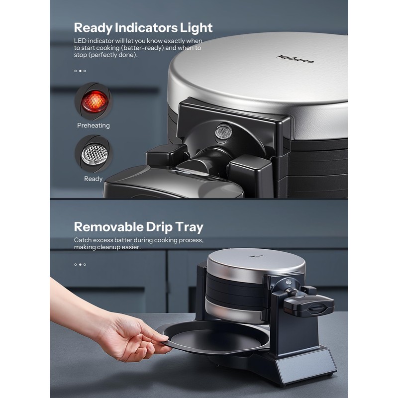 Yabano Belgian Waffle Maker - Professional Rotating Waffle Iron with