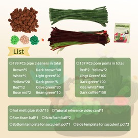 Siticoto 120 Pcs Craft Pipe Cleaners Set, PipeCleaner Succulents Cactus Potting DIY Craft kit Chenille Stems Art Supplies with Step-by-Step Video Tutorials