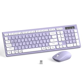 Wireless Keyboard and Mouse Combo, Full-Sized Wireless Keyboard and Adjustable DPI Mouse, 2.4GHz USB Receiver, Silent Keyboard and Mouse for PC, Windows, MAC, Desktop, Laptop(Purple)