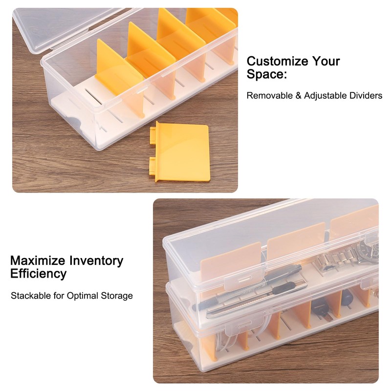 sourcing map Cable Storage Box with Compartments, Cable Organizer Transparent