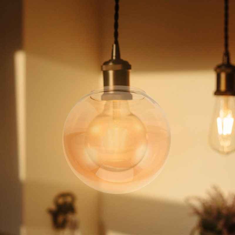 Levemolo Globe Glass Lamp Shade Amber Replacement for Pendant Lamp