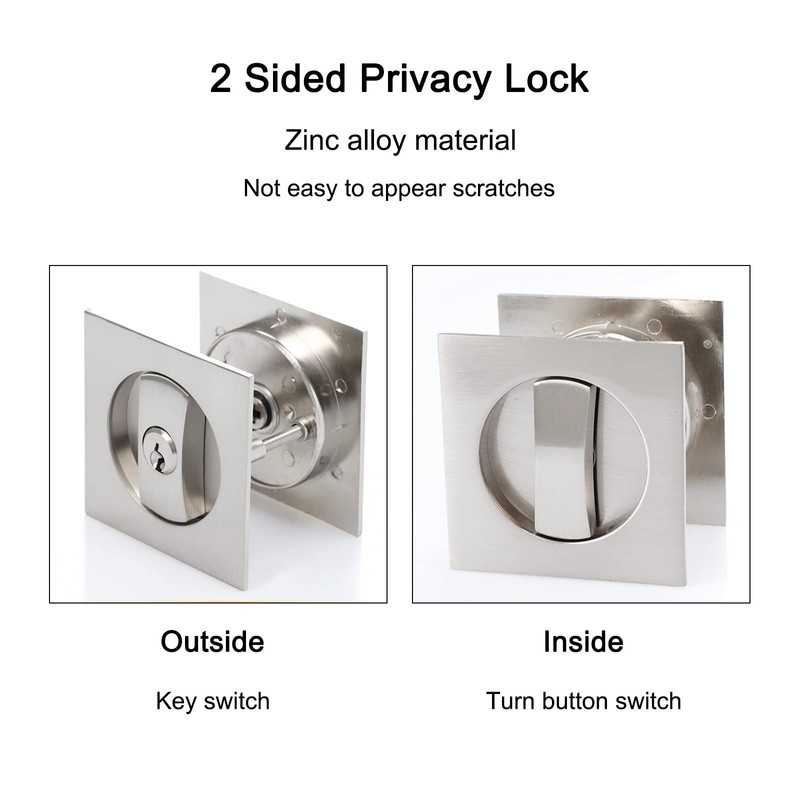 Hoconnie Keyed Pocket Door Lock with Edge Pull Privacy Handle