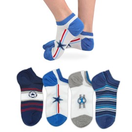 LEON D'ORO Socken für Kinder, Baumwolle, Schottlandgarn, 4 Paar, leicht und atmungsaktiv, hergestellt in Italien, ASS1, 23-28