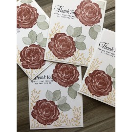 Stampin' Up! Thank You Card Set Of 4 Stampin Up Healing Hugs Cajun Craze Roses