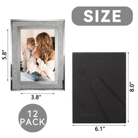 Calenzana 4x6 Glitter Picture Frames Set of 12, Sparkle Glass Photo Frame for Tabletop, Horizontal or Vertical Display