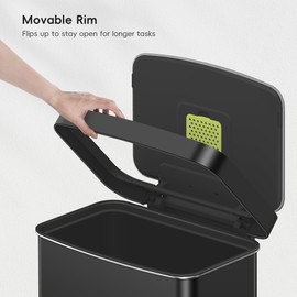 EKO Hudson Matte Stainless 75 Liter/20 Gallon Step Trash Can with Rear Trash Bag Storage Compartment（Matte Black