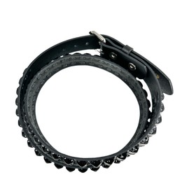 Funk Plus Grade A Two Row Pyramid Stud Belt Made In USA Genuine Leather Punk Goth Style (M)