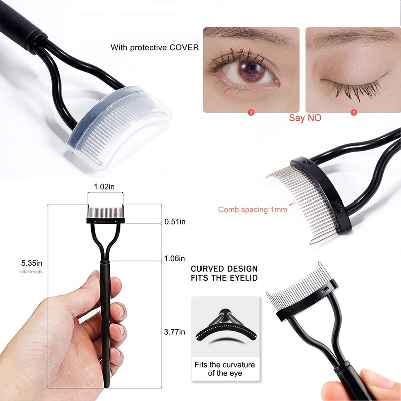 Nazeauf Eyelash Comb - 2 Pack Eyelashes Separator - Metal