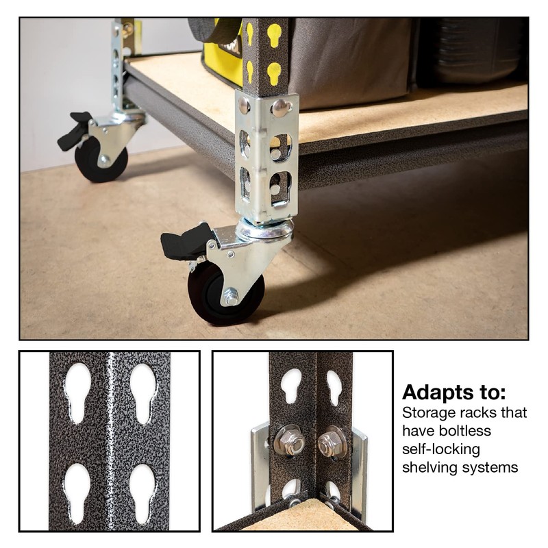 4pc - Storage Rack Caster Wheels (Adapts to Boltless Self