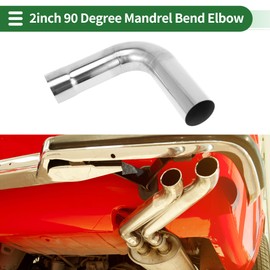 Motoforti 90 Degree Mandrel Exhaust Tube Car Exhaust Pipe Mandrel Bend DIY Custom Tubing Pipe 2" OD 7.87" Leg Length 304 Stainless Steel Silver Tone 2 Pcs