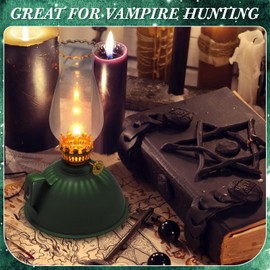 Retisee 2 Pieces Oil Lamp Indoor Kerosene Lamp Lantern Metal Glass Oil Lamps for Indoor Vintage Glass Clear Kerosene Lamp Rustic Oil Lamp with Oil Wick for Indoor Use Home Decor Lighting (Green)