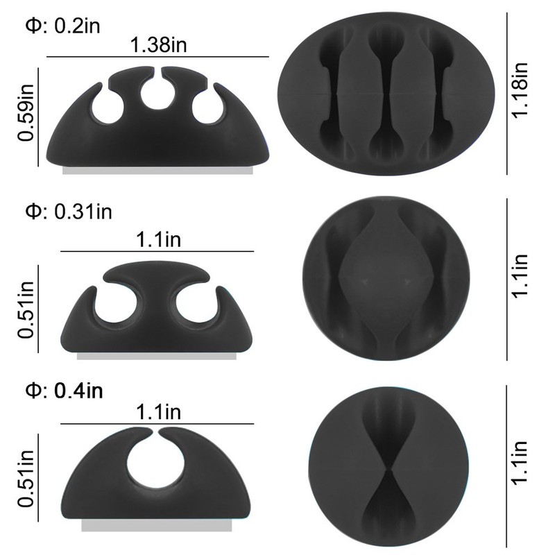 DanziX ケーブルクリップホルダー 17個パック 高耐久シリコーン製粘着コードオーガナイザー 車/デスク/TV/PC/ホームオフィス整理用 トリプルスロットデスクラインフィクサー2個付き カラフル