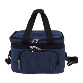 Collapsible Cooler Bag Oxford Cloth PEVA Leakproof Double Insulated Cooler Lunch Bag with Adjustable Shoulder Strap for Travel Beach Picnic Camping Dark Blue 10L