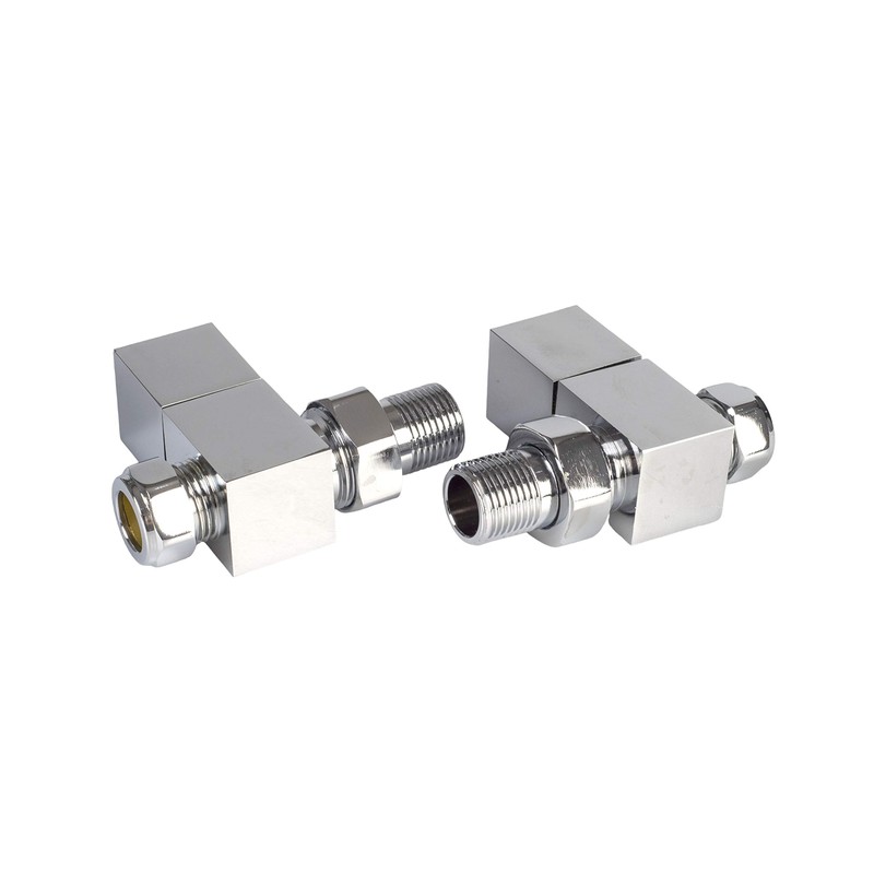 London Taps Square Straight Radiator Valve, Standard 15mm Connection, Chrome