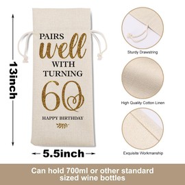 60th Birthday Gifts: Wine Bag for Women & Men - Ideas for Coworkers & Friends