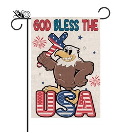 Patriotic 4th of July Garden Flag Funny Retro Eagal Vertical Burlap Double Sided Patriotic USA Flag for Yard Lawn Outdoor Decor Memorial Day Independence Day 12x18 Inch