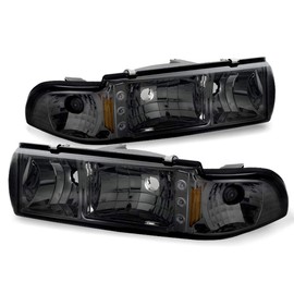 ACANII - For Smoke 1991-1996 Chevy Caprice Impala 2in1 LED Headlights Lights+Corner Signal Lamps Driver & Passenger Side