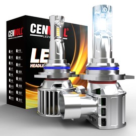 Cenmoll 9012 Headlight Bulb, Super Bright 80W 16000LM 6000K Cool White 360 Degree Adjustable Beam HIR2 9012 Car Headlight Bulb Canbus Error Free Conversion Kit All-in-One Mini Design, Pack of 2