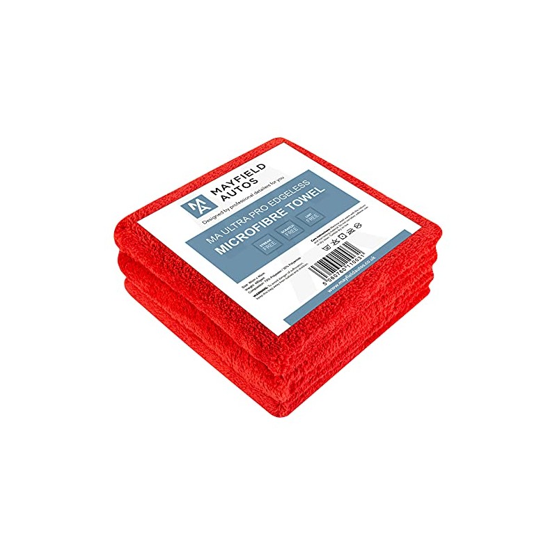 Edgeless Microfibre Cloths x 3-480gsm, 40cm x 40cm, Car Cleaning,