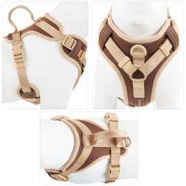 Wolfone No Pull Dog Harness Adjustable Soft Padded Pet Vest with Control Handle Adorable Daily Harness for Dogs（Chocolate Cookie S）