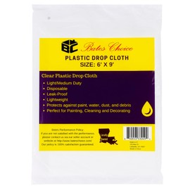Bates Plastic Drop Cloths - 2 Pack, 6x9 Feet, Clear Plastic Tarp for Painting