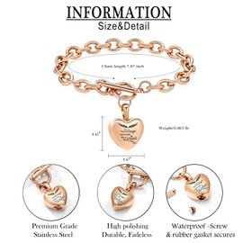 zeqingjw Infinity Heart Cremation Bracelet for Ashes - Stainless Steel Urn Bangles for Pet/Human Ashes - Memorial Keepsake Ash Jewelry, 7.63 inches, Metal, stainless-steel