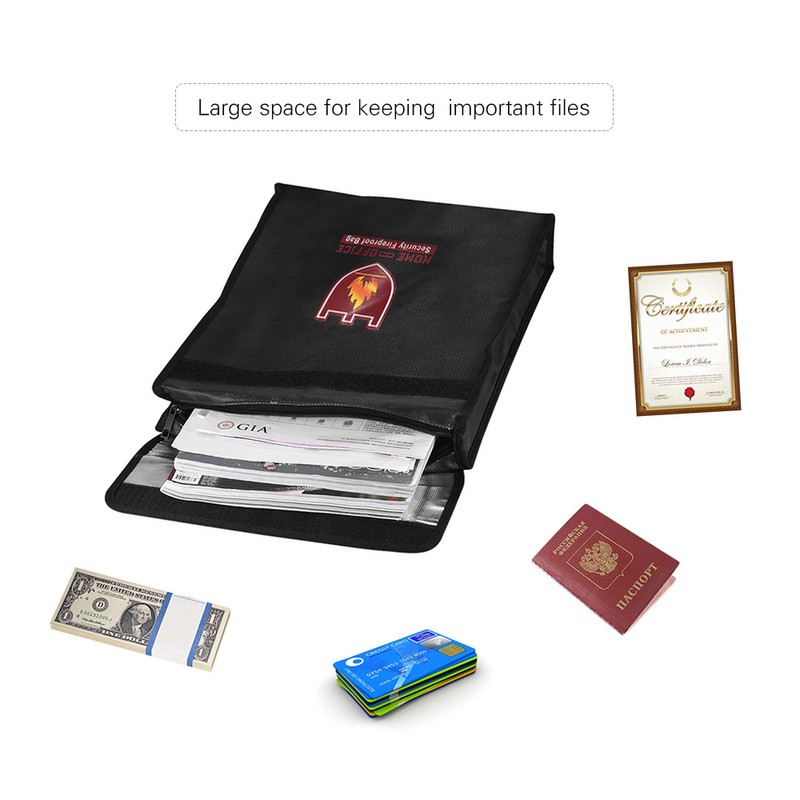 Fireproof Money Document File Bag Pouch Cash Bank Cards Passport