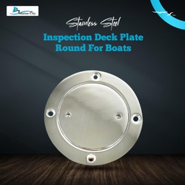 MARINE CITY 4-Inch Inspection Deck Plate with Rubber O-Ring, 316 Stainless Steel – Durable, Watertight, and Easy Installation for Boats & Yachts