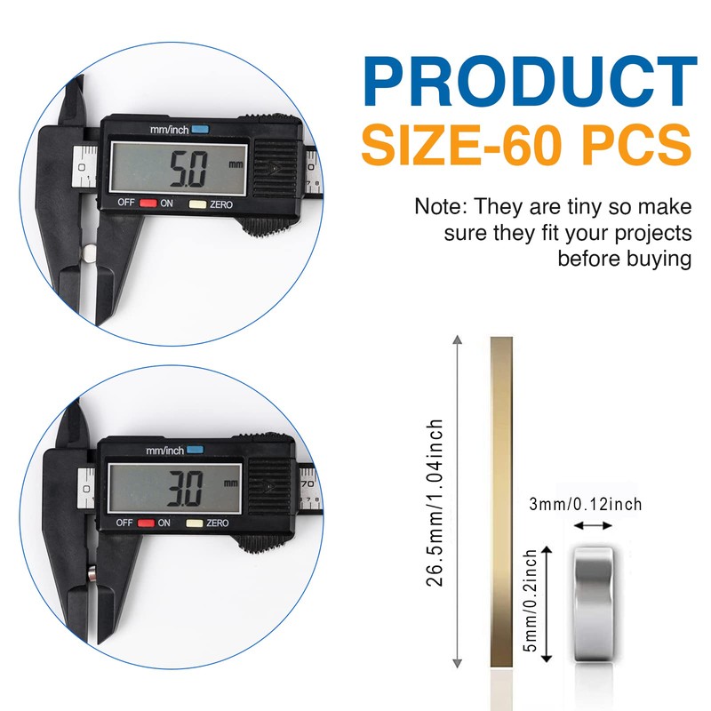 TRYMAG Small Refrigerator Magnets 60Pcs, Multi-Use Tiny Magnets Mini Round