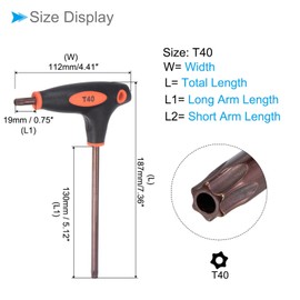 CoCud Tamper Proof Torx Key, T40 Torx, S2 Steel T-Handle Star Wrench Red - (Applications: for Basic Home Repair and Mechanical Maintenance), 1-Piece