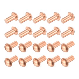 uxcell 30 Pcs 13/64" x 25/64" Round Head Copper Solid Rivets Fasteners