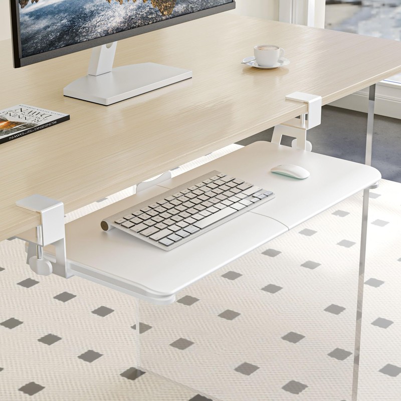 Keyboard Tray Under Desk, Pull Out Keyboard Tray with C