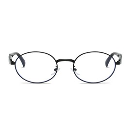 YAMEIZE Retro Oval Blue Light Blocking Glasses Women Men Small Gold Round Blue Light Glasses Vintage 90s for Computer (Black Clear)