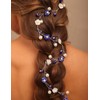 Teyglen Women Bride Wedding Flower Pearl Crystal Headband Hair Vine